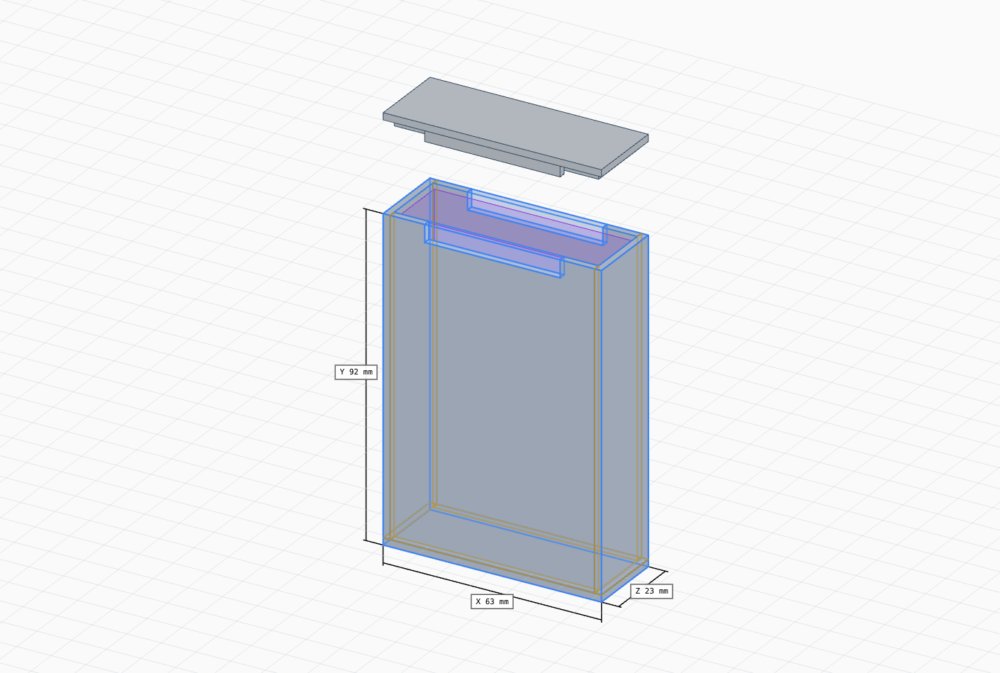 A custom black 3D-printed card box with a fitted lid.